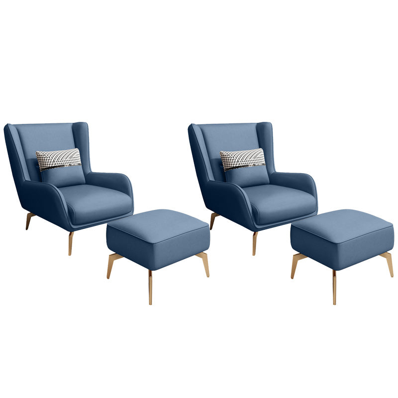 Glam Armchair Fixed Back Flared Arms Basic Four Legs Gold Base Accent Chair