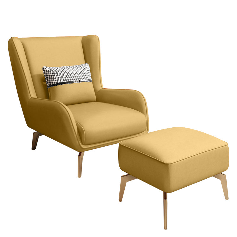 Glam Armchair Fixed Back Flared Arms Basic Four Legs Gold Base Accent Chair