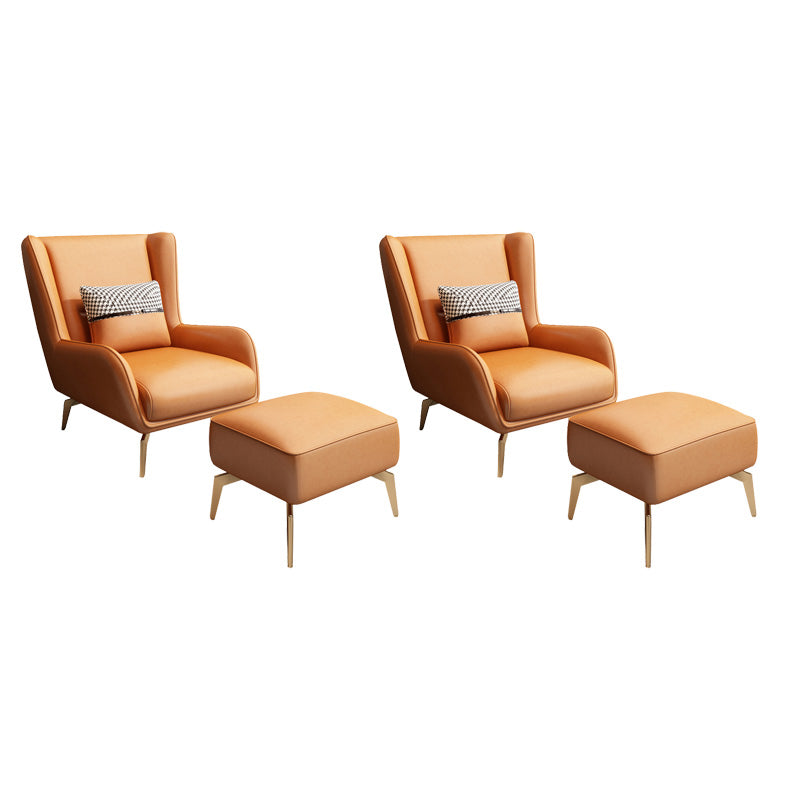 Glam Armchair Fixed Back Flared Arms Basic Four Legs Gold Base Accent Chair