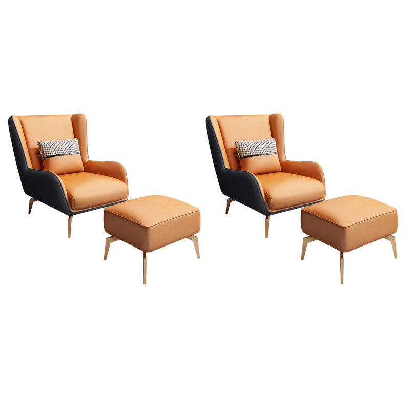 Glam Armchair Fixed Back Flared Arms Basic Four Legs Gold Base Accent Chair