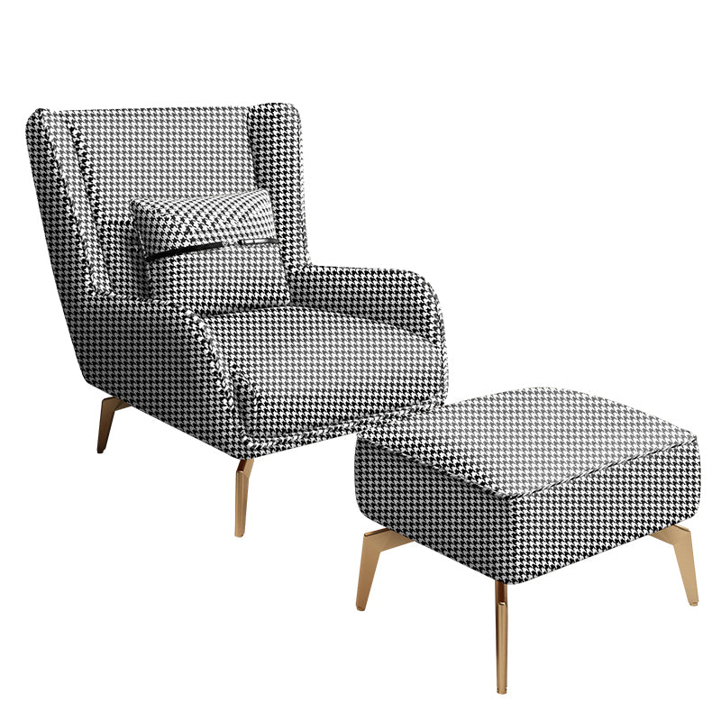 Glam Armchair Fixed Back Flared Arms Basic Four Legs Gold Base Accent Chair