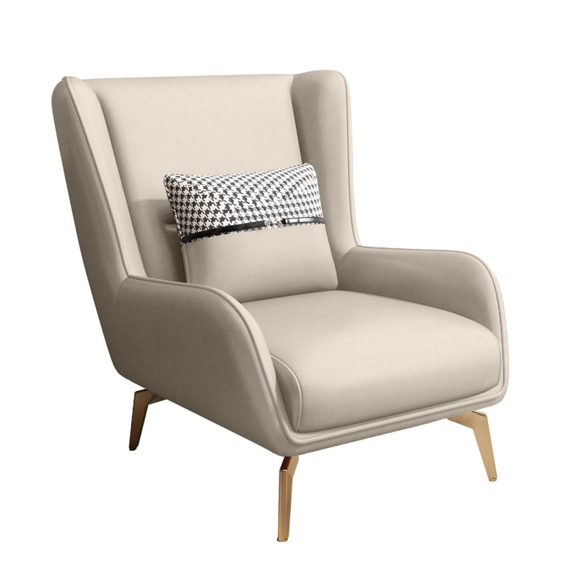 Glam Armchair Fixed Back Flared Arms Basic Four Legs Gold Base Accent Chair
