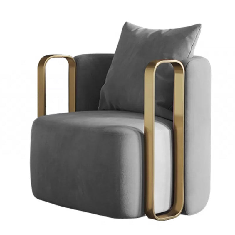 Glam Arm Chair Solid Color Pillow Back Gold Base Arms Included Armchair