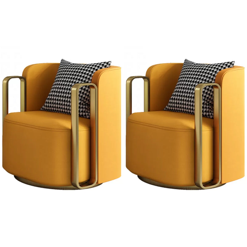 Glam Arm Chair Solid Color Pillow Back Gold Base Arms Included Armchair