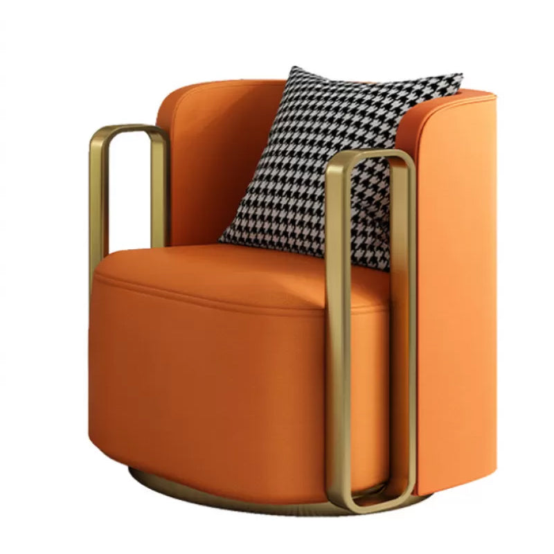 Glam Arm Chair Solid Color Pillow Back Gold Base Arms Included Armchair