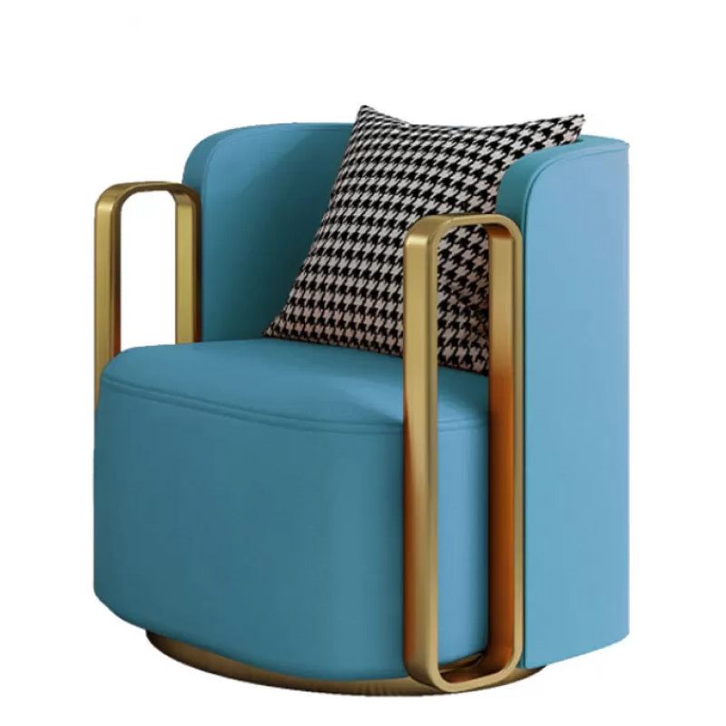 Glam Arm Chair Solid Color Pillow Back Gold Base Arms Included Armchair