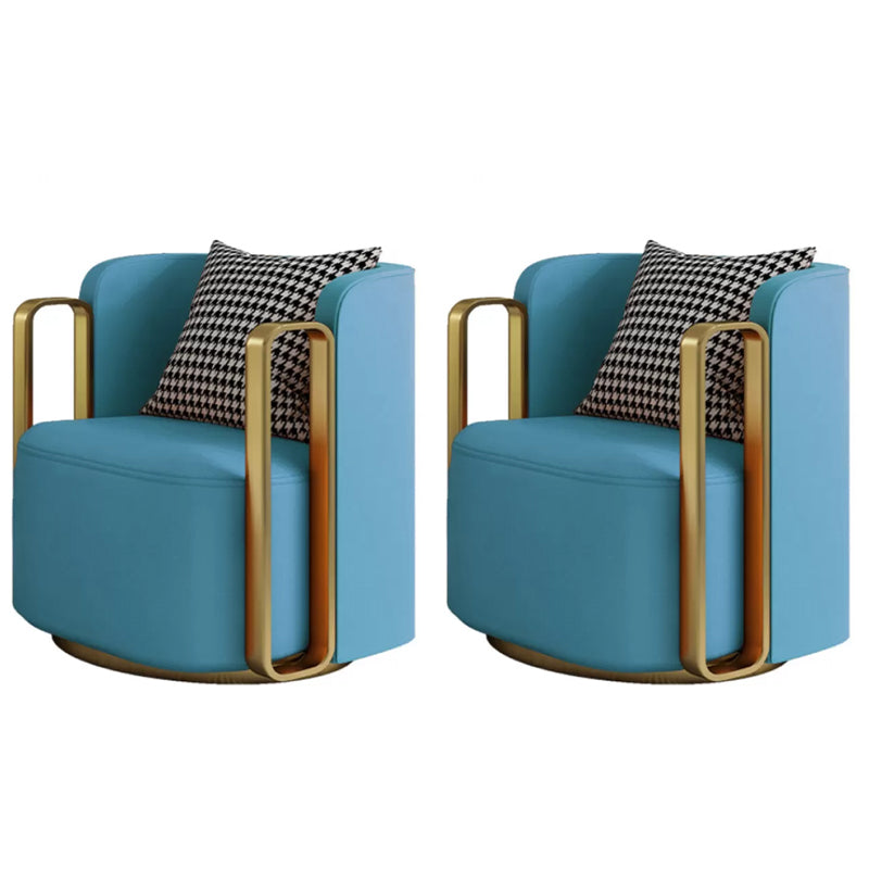 Glam Arm Chair Solid Color Pillow Back Gold Base Arms Included Armchair