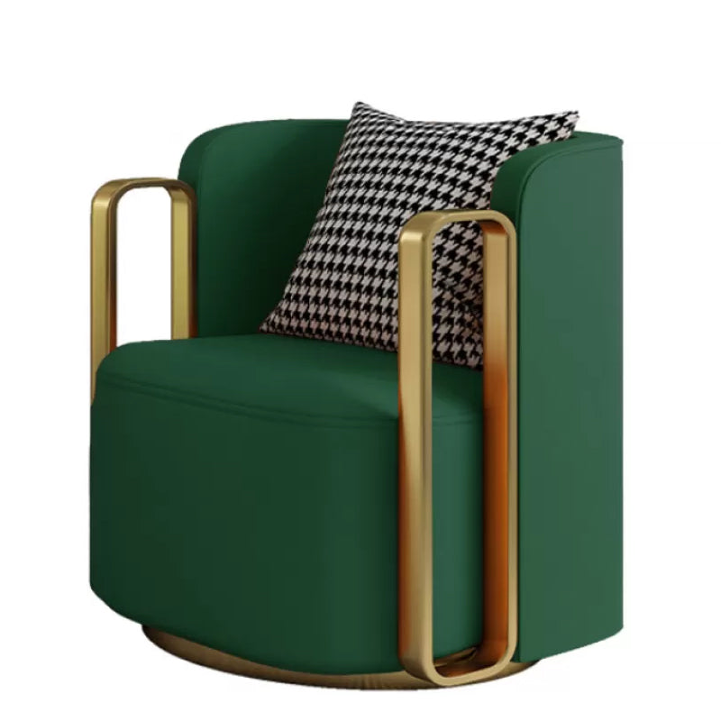 Glam Arm Chair Solid Color Pillow Back Gold Base Arms Included Armchair