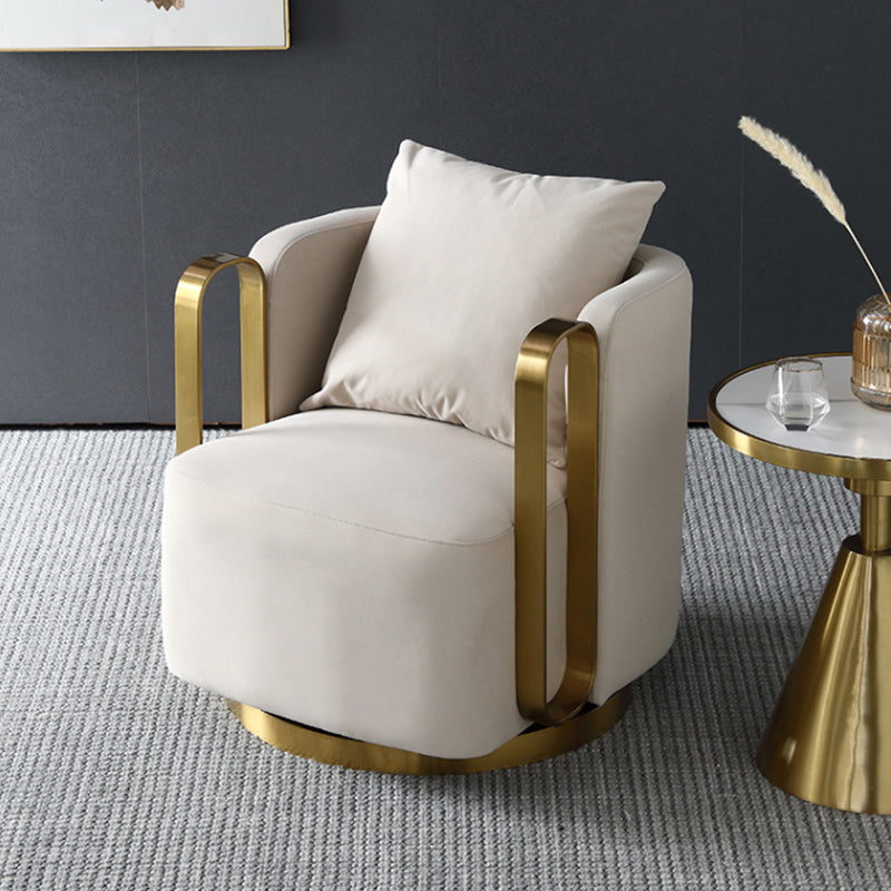 Glam Arm Chair Solid Color Pillow Back Gold Base Arms Included Armchair