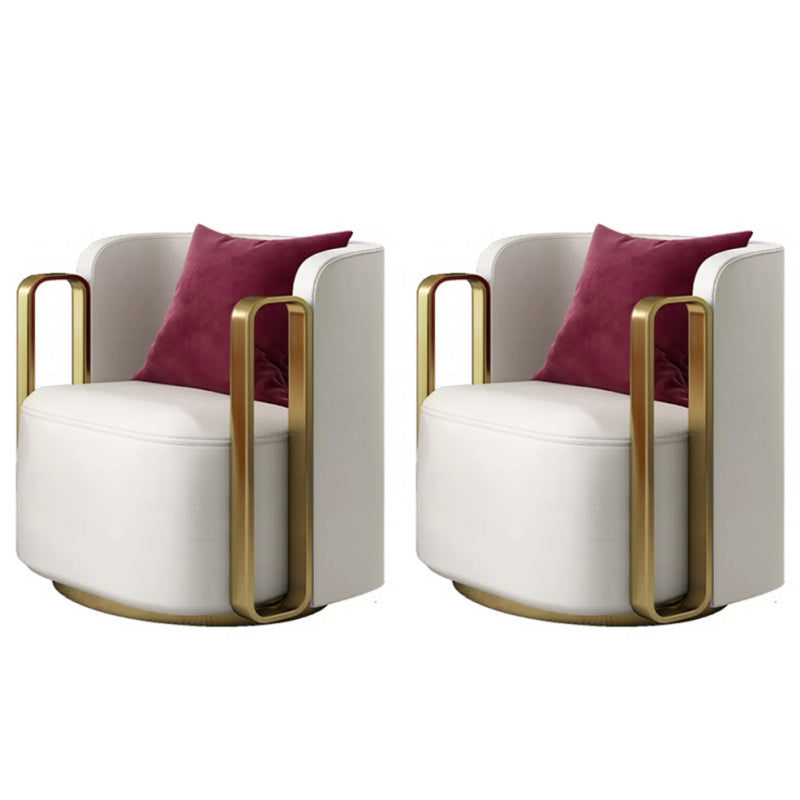 Glam Arm Chair Solid Color Pillow Back Gold Base Arms Included Armchair