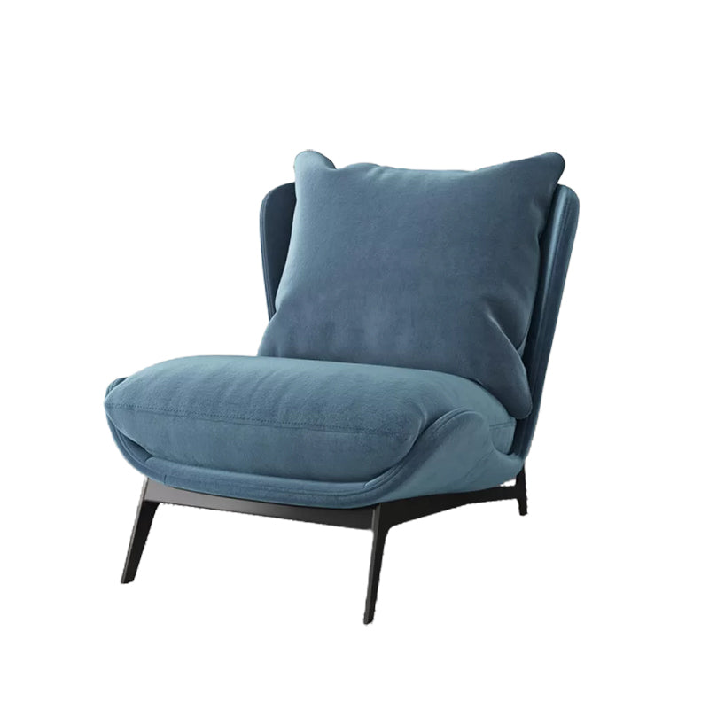 Mid-century Modern Leather Slipper Accent Chair Pillow Back Armless Chair