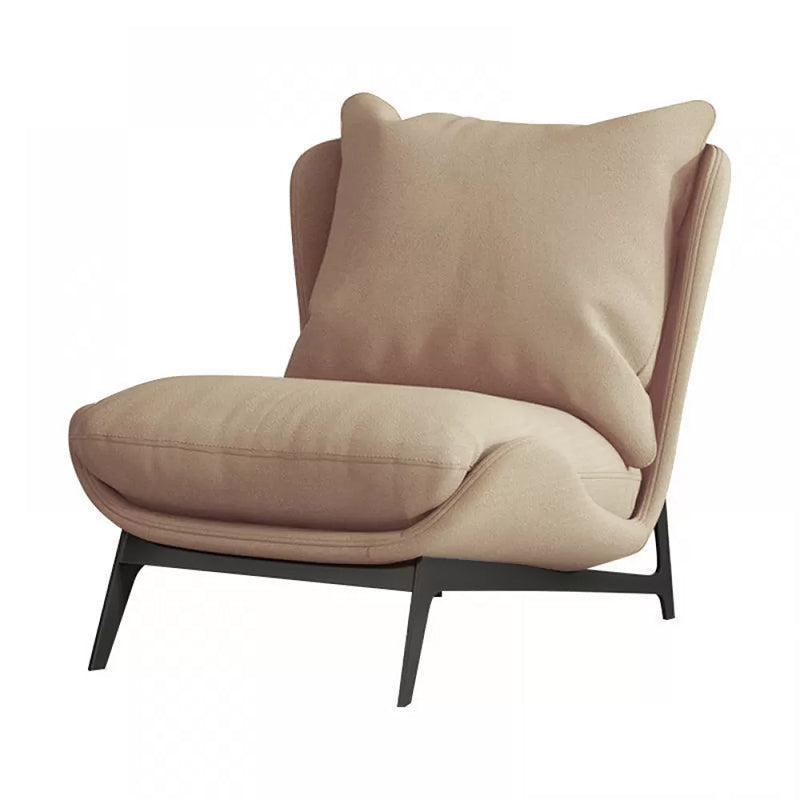 Mid-century Modern Leather Slipper Accent Chair Pillow Back Armless Chair