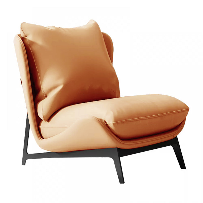 Mid-century Modern Leather Slipper Accent Chair Pillow Back Armless Chair