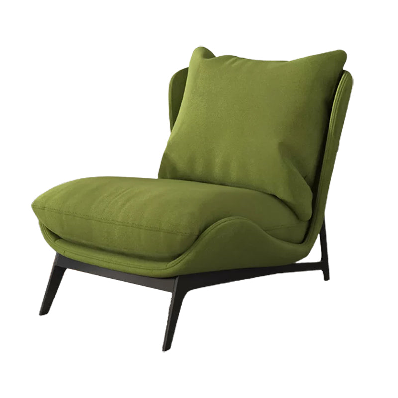 Mid-century Modern Leather Slipper Accent Chair Pillow Back Armless Chair