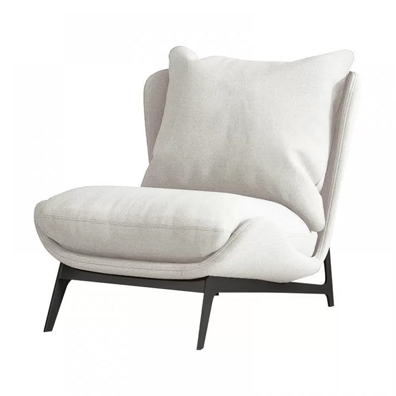 Mid-century Modern Leather Slipper Accent Chair Pillow Back Armless Chair