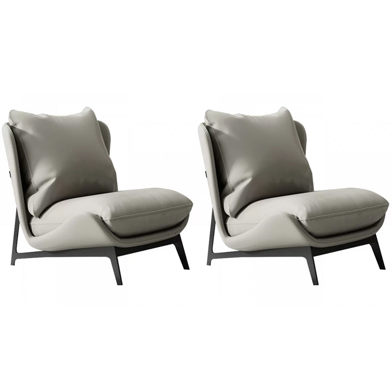 Mid-century Modern Leather Slipper Accent Chair Pillow Back Armless Chair