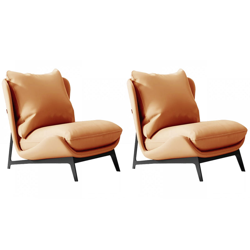 Mid-century Modern Leather Slipper Accent Chair Pillow Back Armless Chair