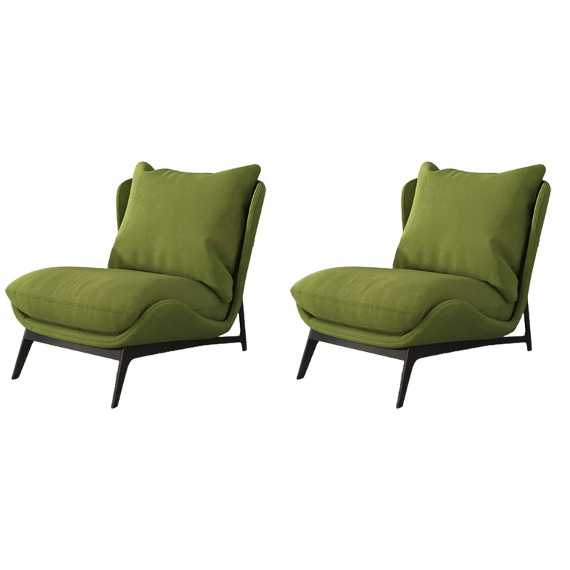 Mid-century Modern Leather Slipper Accent Chair Pillow Back Armless Chair