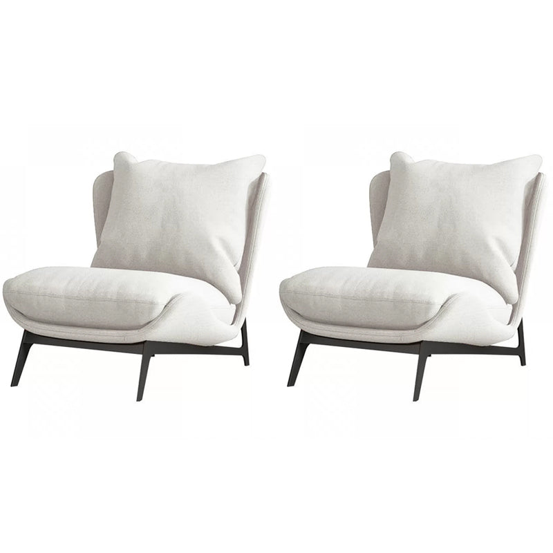 Mid-century Modern Leather Slipper Accent Chair Pillow Back Armless Chair