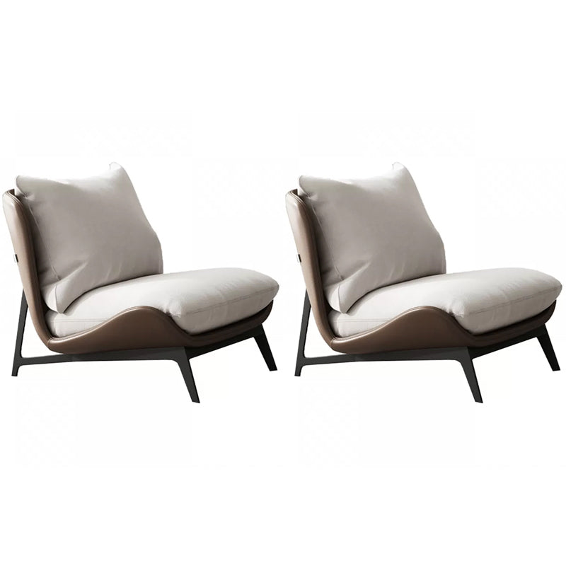 Mid-century Modern Leather Slipper Accent Chair Pillow Back Armless Chair