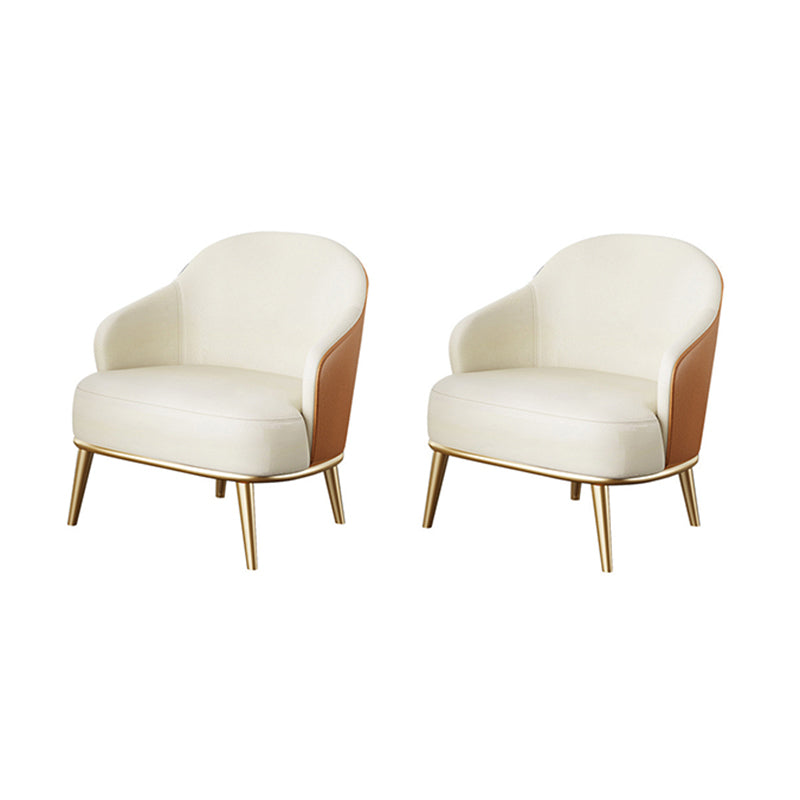 Glam Styled Leather Armchair Fixed Back Basic Four Legs Recessed Arms Chair