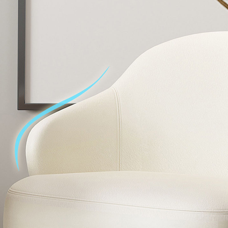 Glam Styled Leather Armchair Fixed Back Basic Four Legs Recessed Arms Chair