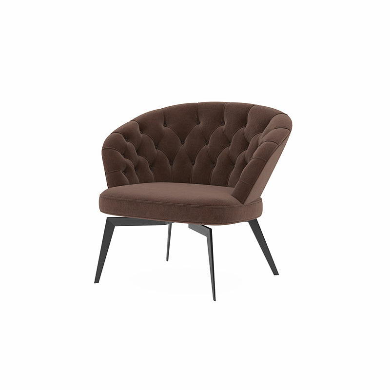 Industrial Brown Armless Chair Tufted Back Basic Four Legs Side Chair