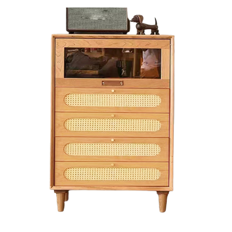 Industrial Wicker Rattan Accent Cabinet Solid Wood Storage Cabinet