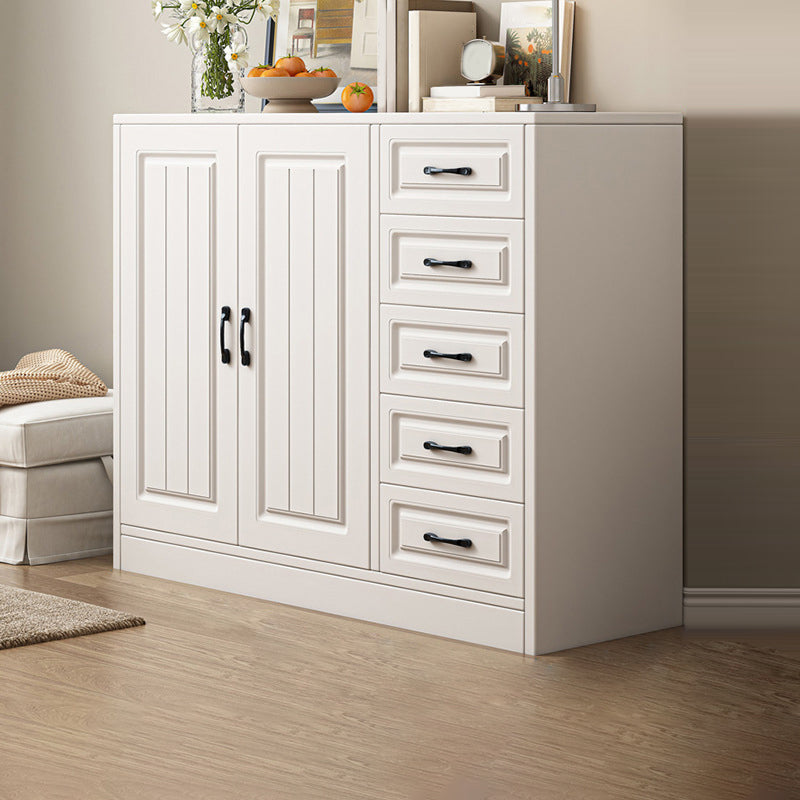 Modern White Rectangle Accent Cabinet Solid Wood Storage Cabinet