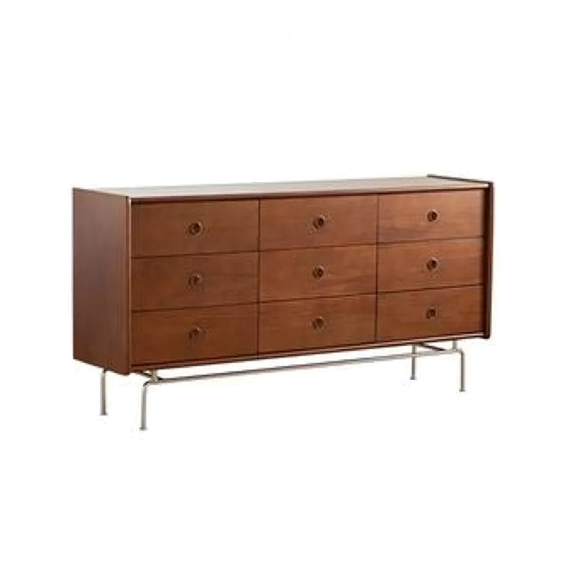 Mid-Century Modern Rectangle Accent Cabinet Solid Wood Storage Cabinet