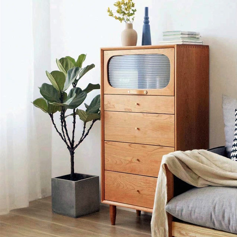 Industrial Rectangle Accent Cabinet Solid Wood Storage Cabinet