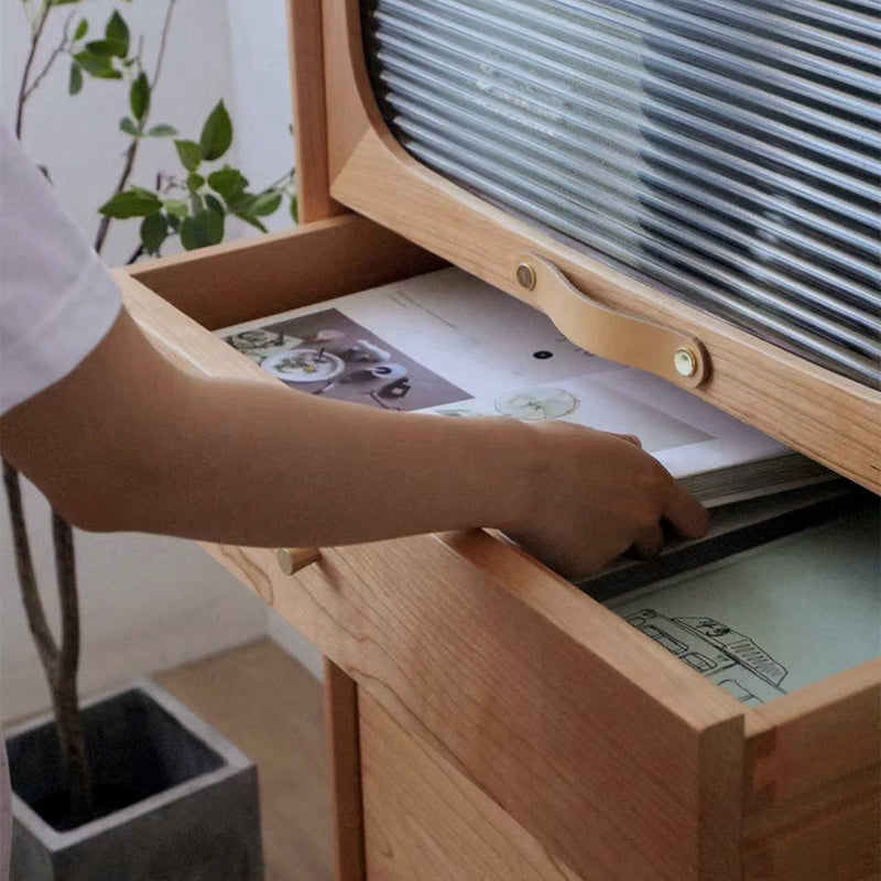 Industrial Rectangle Accent Cabinet Solid Wood Storage Cabinet