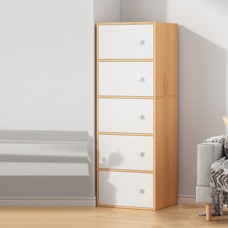 Contemporary Rectangle Storage Cabinet with Wooden Knobs Doors