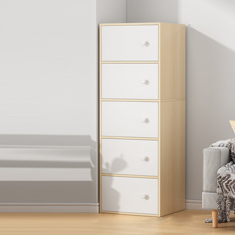 Contemporary Rectangle Storage Cabinet with Wooden Knobs Doors