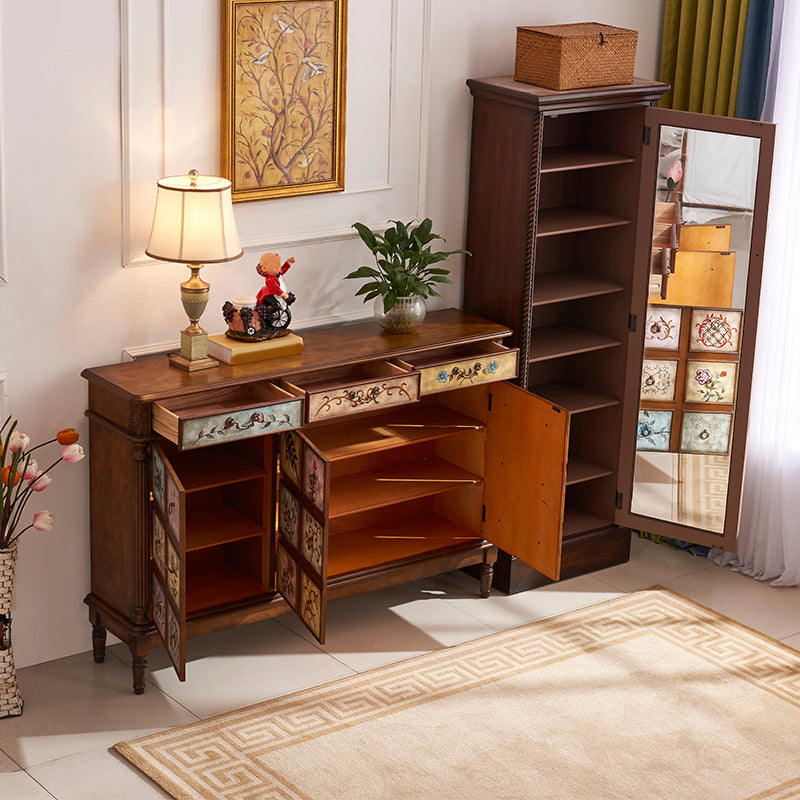 Industrial Storage Cabinet with Solid Wood Drawers and Doors
