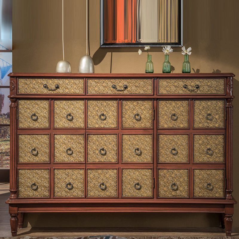 Industrial Storage Cabinet with Solid Wood Drawers and Doors