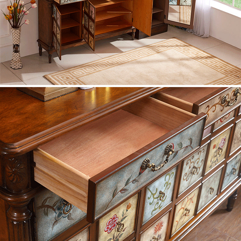 Industrial Storage Cabinet with Solid Wood Drawers and Doors