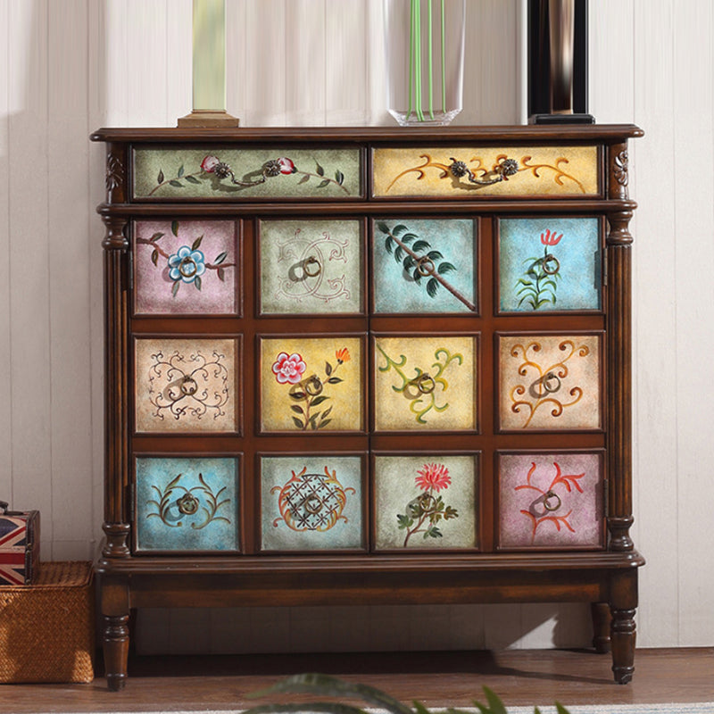 Industrial Storage Cabinet with Solid Wood Drawers and Doors
