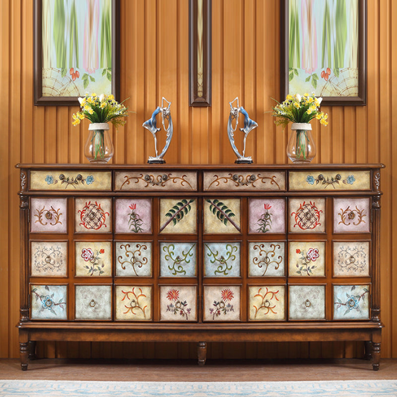 Industrial Storage Cabinet with Solid Wood Drawers and Doors