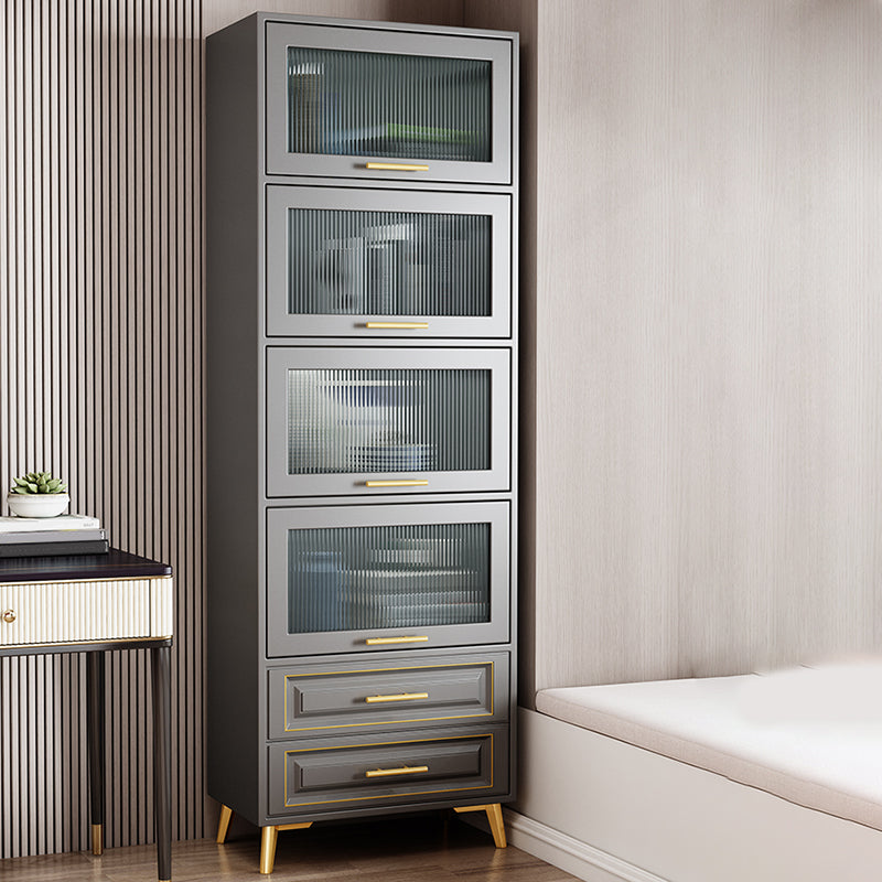 Contemporary Grey Cabinet with Glass Door and 2 Soft Close Drawers