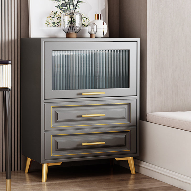 Contemporary Grey Cabinet with Glass Door and 2 Soft Close Drawers