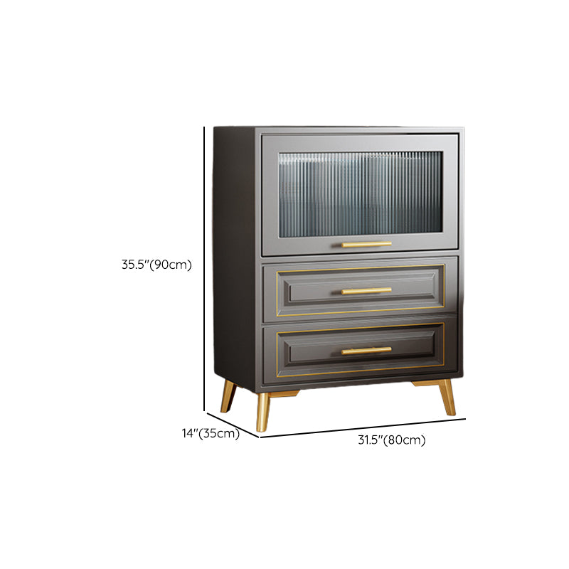 Contemporary Grey Cabinet with Glass Door and 2 Soft Close Drawers