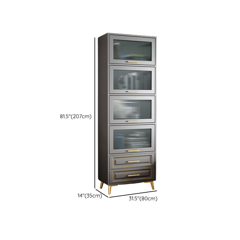 Contemporary Grey Cabinet with Glass Door and 2 Soft Close Drawers