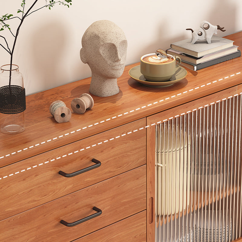 Mid-Century Modern Solid Wood Accent Cabinet with Glass Door