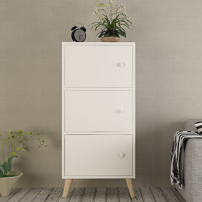 Contemporary Wooden Accent Cabinet with Knobs Doors and Straight Legs