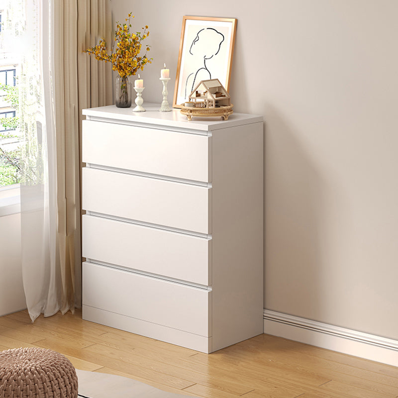Contemporary White/Natural Chest with Wooden Drawers Rectangle Chest