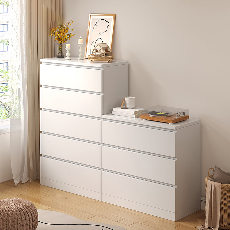 Contemporary White/Natural Chest with Wooden Drawers Rectangle Chest