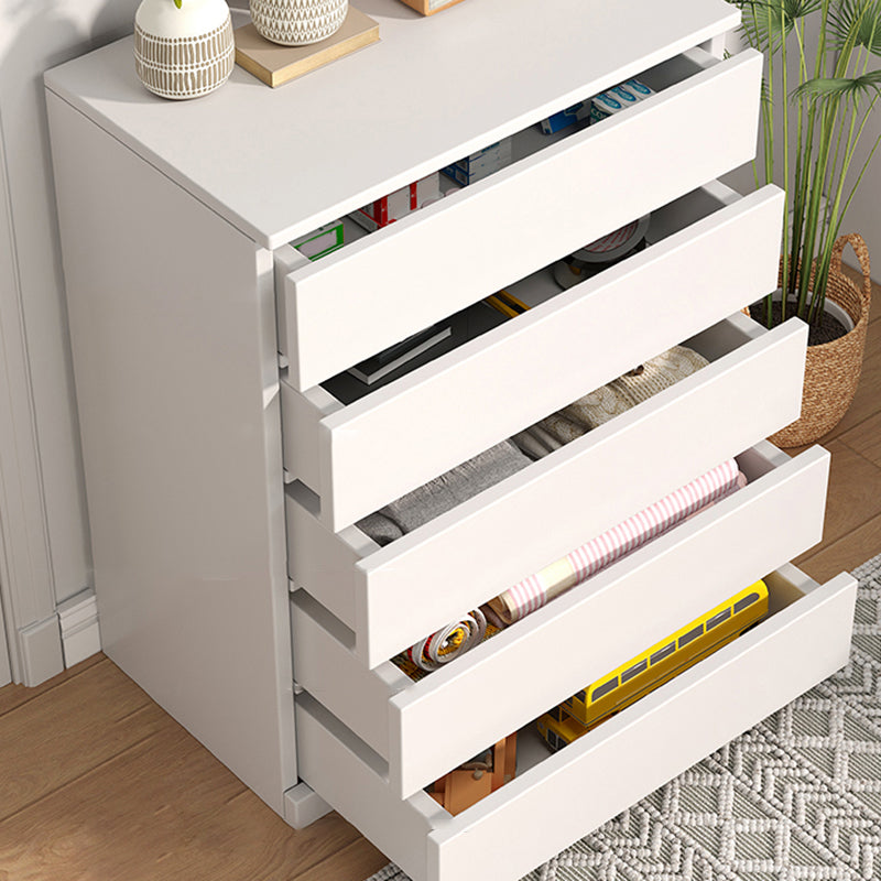 Contemporary White/Natural Chest with Wooden Drawers Rectangle Chest