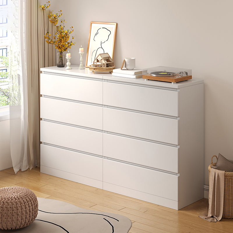 Contemporary White/Natural Chest with Wooden Drawers Rectangle Chest