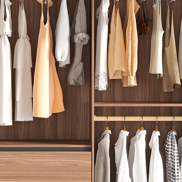 Contemporary Wardrobe Cabinet with Drawer Brown Wardrobe Closet